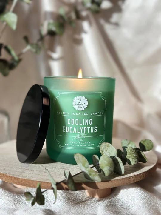 DW Home Cooling Eucalyptus Scented Candle for Home, 9 oz, Medium Single Wick Candle Jar, Up to 33H Burn Time, Luxury Scented Candle for Relaxation, Gifting, Home Decor