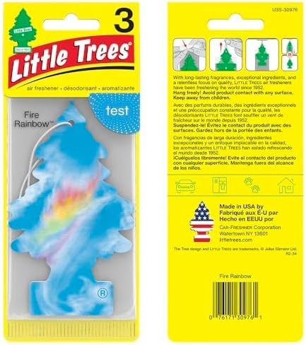 LITTLE TREES Car Air Freshener | Hanging Tree Provides Long Lasting Scent for Auto and Home | 24 Air Fresheners |Fire Rainbow