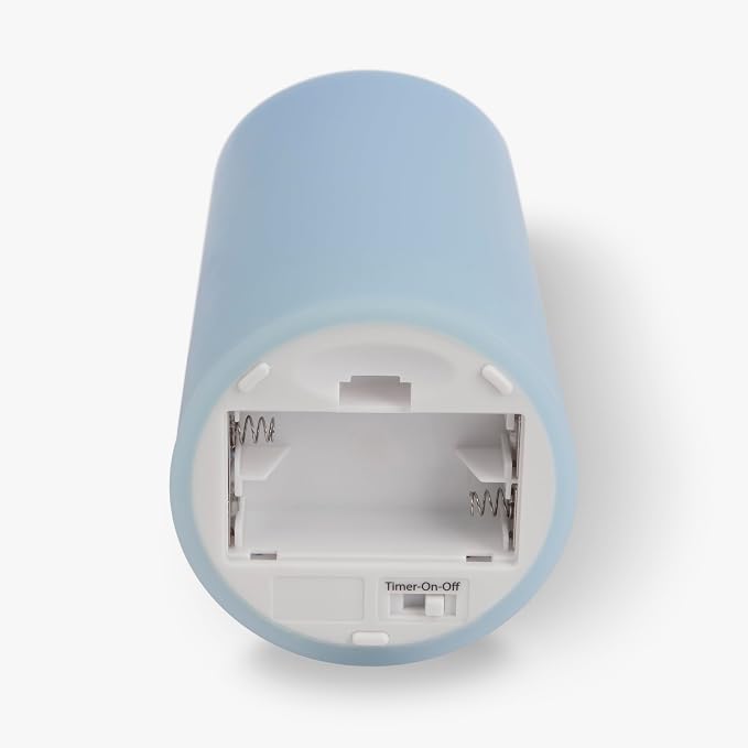 Luminara Flameless LED Battery Operated Flickering Pillar Moving Flame Candles (Airy Blue, 3" x 6.5")
