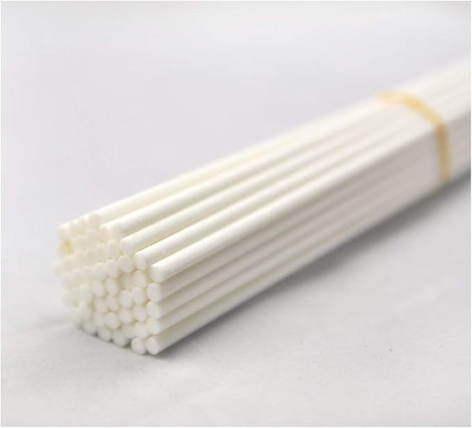 50 Pieces Fiber Reed Diffuser Replacement Sticks for Home Fragrance Essential Oil (White, 8" x4mm)