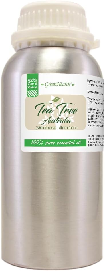 Tea Tree (Australia) Essential Oil – 16 fl oz (473 ml) Aluminum Bottle w/Plug Cap – 100% Pure Essential Oil – GreenHealth