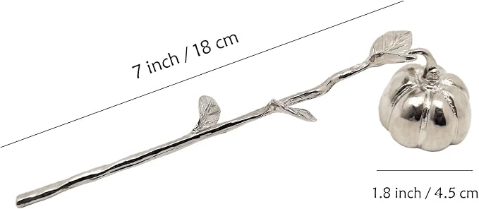 AIM & GGKK Silver Pumpkin Candle Snuffer Extinguisher - Long Handle for Safe Flame Out,Decorative Snuffers Accessory for Candle Lovers