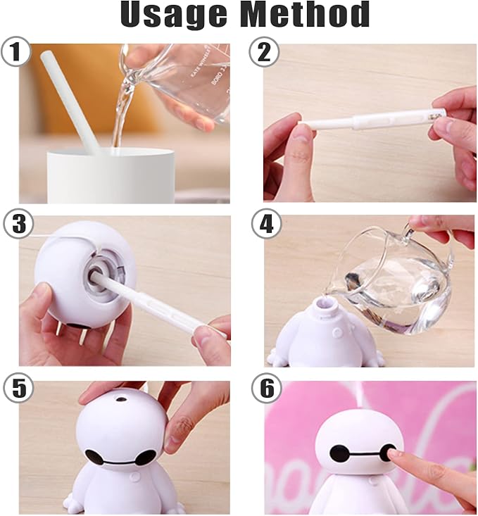 INVODA Humidifiers Portable Small Cool Mist Humidifiers Mini USB Personal Desktop for Travel, Car, Office Room, Bedroom (White)