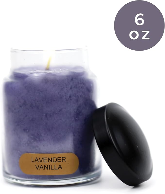 A Cheerful Giver - Lavender Vanilla Baby Scented Glass Jar Candle (6oz) with Lid & True to Life Fragrance Made in USA