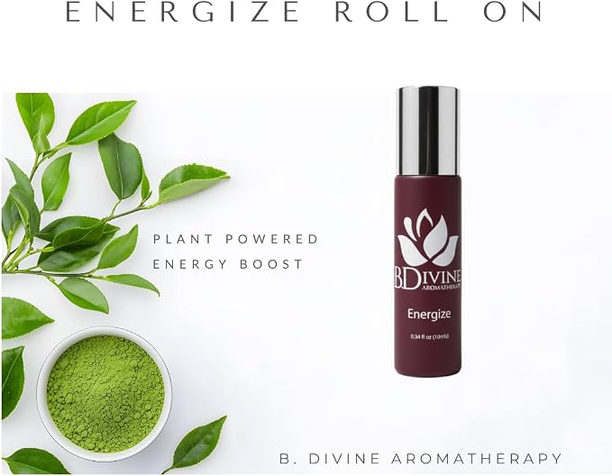 Energize Aromatherapy Roll-On, Therapeutic, Organic Essential Oil Blends. (Energize)