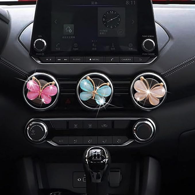 3Pcs Lovely Butterfly Car Clip, Cute Air Conditioning Outlet Diffuser Charm, Vent Accessories, Interior Decor for Girls & Women
