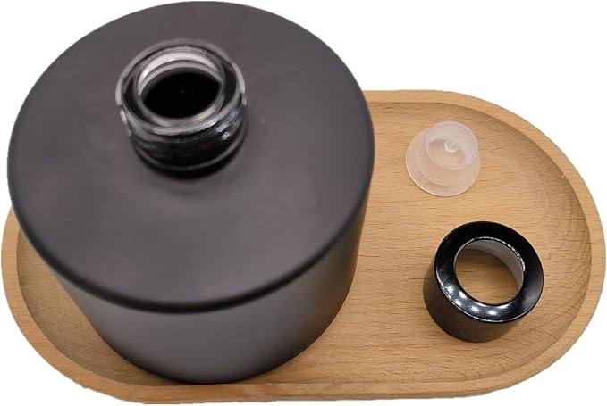 2PCS Glass Diffuser Bottles,200ml/6.7oz Essential Oil Jar,Empty Perfume Container with Black Aromatherapy Sticks Use for DIY Replacement Reed Diffuser (Round Matte Black)