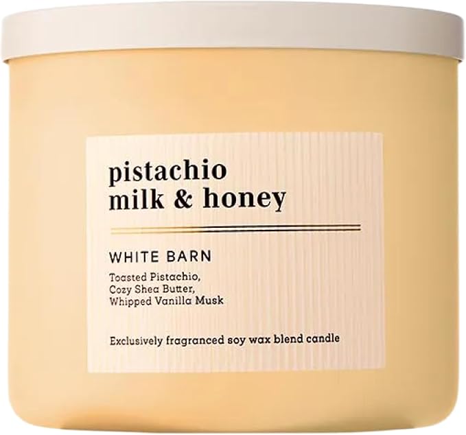 Bath & Body Works 3-Wick Candle, Pistachio Milk & Honey Candle, Strong Throw, Long-Lasting Burn Up to 45 Hours, Exclusively Fragranced Soy Wax Blend, 14.5 oz - 1 Pack