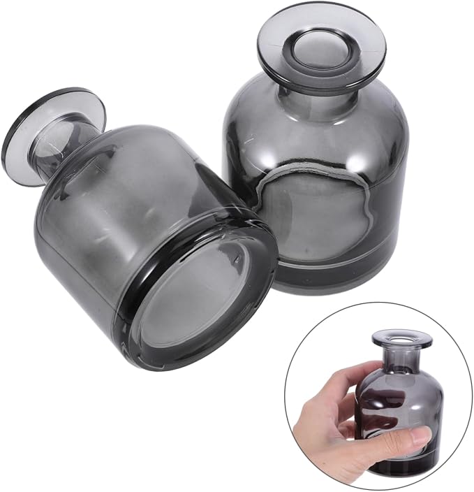 Generic 2pcs Refillable Glass Diffuser Bottles Modern Cylindrical Aroma Containers for Home and Office Decor Even Scent Distribution Easy to Clean Compact Design