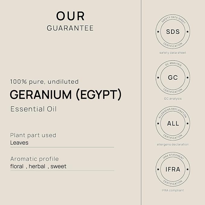 VINEVIDA Geranium (Egypt) Essential Oil 32 oz - Undiluted Geranium (Egypt) Oil 32 oz - Geranium (Egypt) Candle Oil Scent - DIY Candle Scents for Candlemaking - Bulk Essential Oil for Soap Making