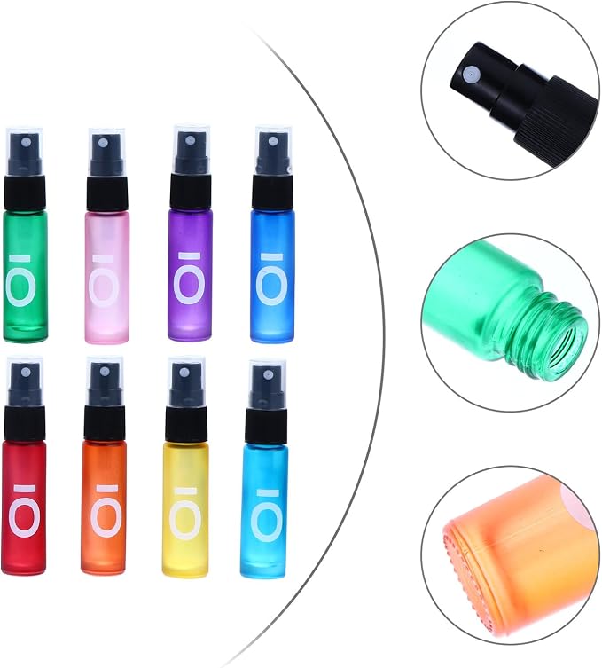 8pcs 10ml Glass Roller Bottles with Caps Mini Essential Oil Perfume Bottle Kit Refillable Portable for Aromatherapy and