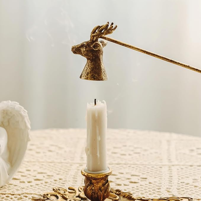 NIKKY HOME Candle Snuffer, Deer Decorative Candle Extinguisher Candlesnuffer with Long Handle Candle Snuffers Wick Snuffer Candle Accessory Vintage Candle Accessories Gift