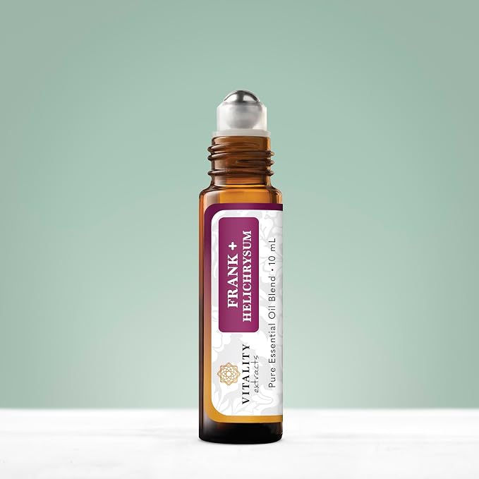 Vitality Extracts Frank+ Helichrysum Essential Oil Blend - 10ml Roll-On, Frankincense Boswellia Seratta, Aromatherapy, Soft Skin, Relief from Daily Aches & Soreness, Natural