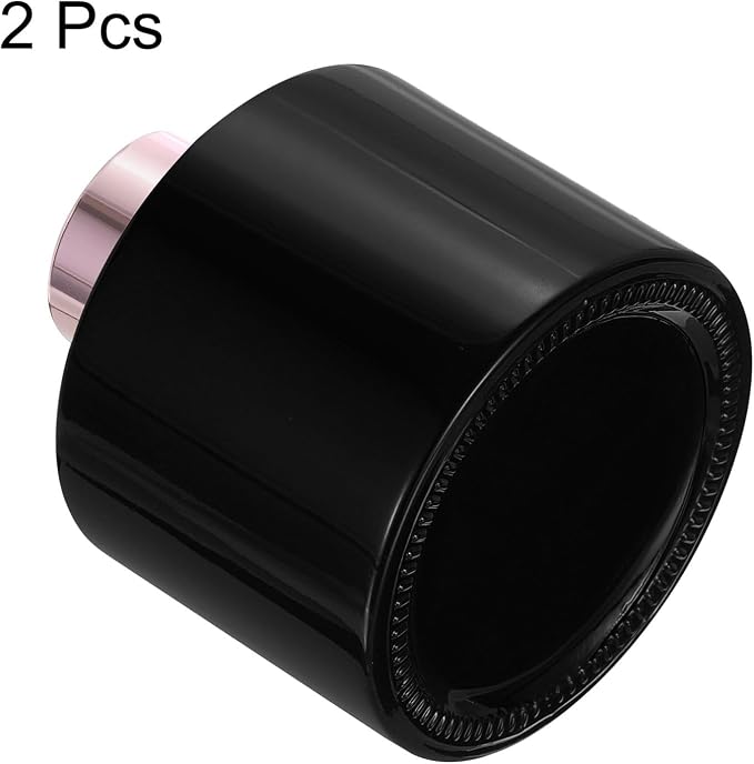 HARFINGTON 2pcs Empty Glass Diffuser Bottle 140ml/4.7oz Refillable Fragrance Accessories Aromatherapy Jar Container for Replacement Reed Diffuser DIY Home Bathroom Black with Gold Tone Cap