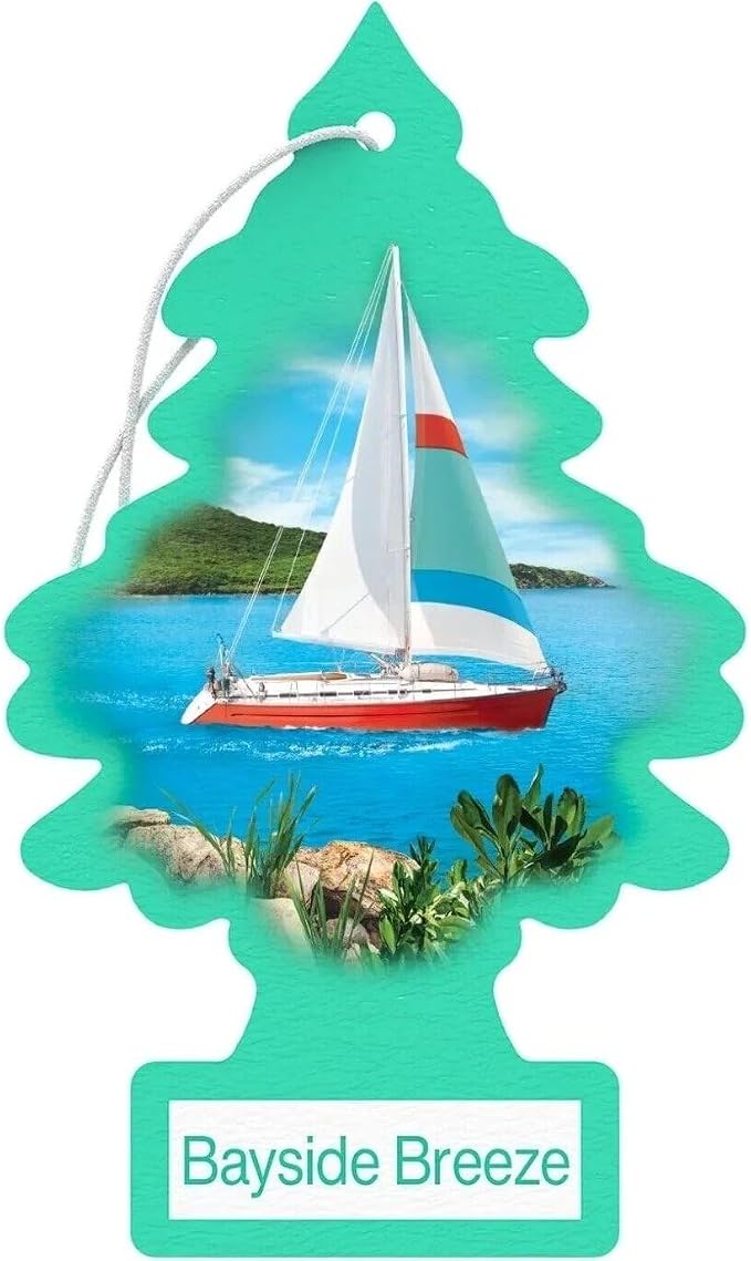 Little Trees Cardboard Hanging Car, Home & Office Air Freshener, Bayside Breeze (Pack of 6)