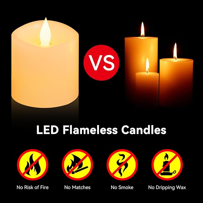 600H Flameless Pillar Candles with Remote & Timer - 3x3 Battery Operated Realistic Flickering LED, Smokeless Safe Drip-Free for Indoor Outdoor Home Wedding Decor (Ivory, 1-Pack)