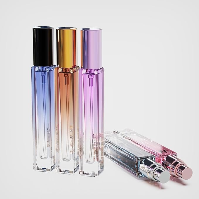 Travel Perfume Bottle Refillable 10ml (5 PCS), Cologne Sprayer Mini, Perfume Atomizer Empty Small，Containers For Toiletries (Pink (Square))