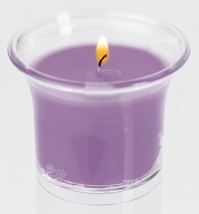 HYOOLA Clear Cup Scented Votive Candles - Vanilla Lavender - 12 Hour Burn Time - 4 Pack - European Made