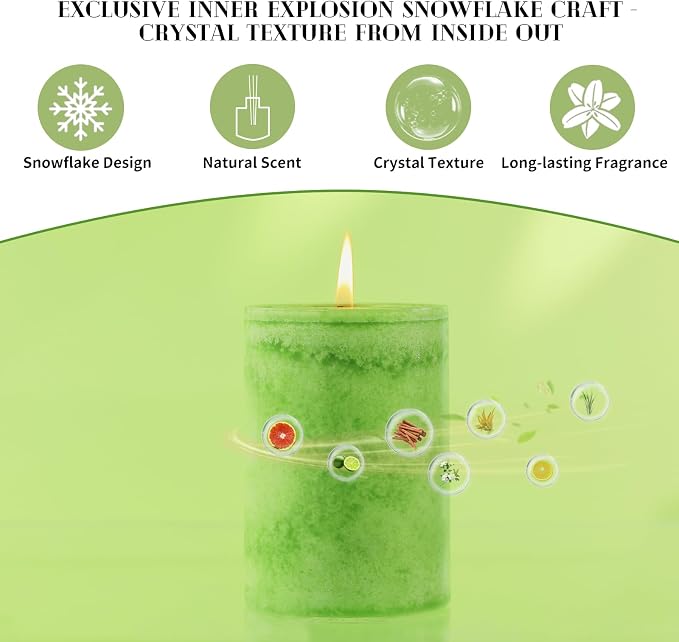 4 Pack Candied Citrus Scented Pillar Candles,Natural Essential Oils,60H Long Burning,Non-Toxic Smokeless Candles for Home Decor,Aromatherapy to Stress & Anxiety Relief,Daily Relaxation(2.8x4in)