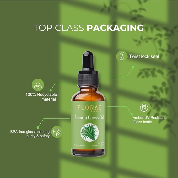 Lemongrass Essential Oil 4 Fl Oz – 100% Pure and Natural Lemongrass Oil for Diffuser and Aromatherapy, Skin, Massage, Candle and Soap Making Fragrance with Premium Glass Dropper
