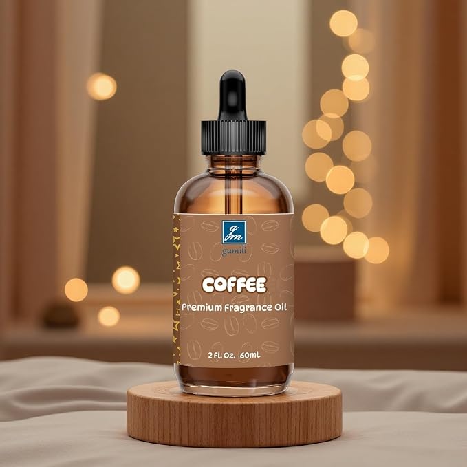 GM Gumili Coffee Fragrance Oil 2 Oz, Natural Scent Oil for Home Essential Oils Diffuser, Candle Making, Soap Making, DIY Body Oils, Perfume, Body Mist, Spray - Roasted Coffee Bean Scent