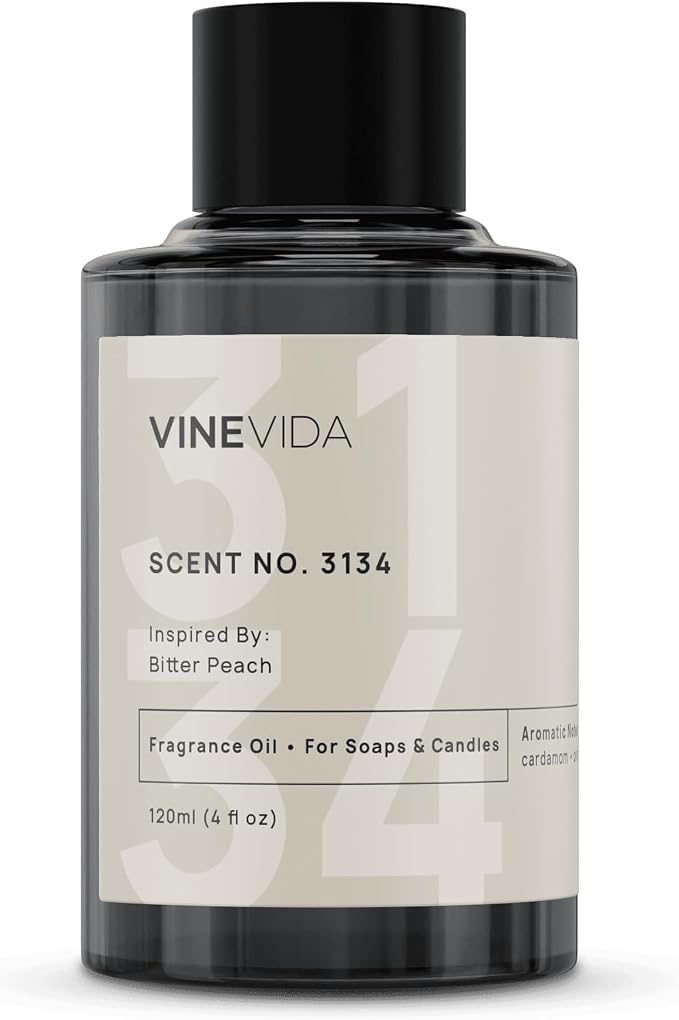 VINEVIDA Scent NO. 3134 Fragrance Oil - 120mL (4oz) - Inspired by: Bitter Peach Fragrance Oil for Candle Making - Made in USA Candle Scents Scents for Soap Making