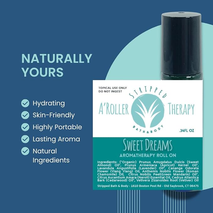 Sweet Dreams Bedtime Relaxation Aromatherapy | Night Time Unwind Support Aromatherapy Roll-On w/Lavender, Neroli & Chamomile Essential Oils | Stocking Stuffer Idea