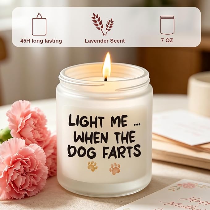 Funny Dog Mom Dog Lovers Mothers Day Christmas Birthday Gifts for Girlfriend Sister Bestie Best Friend Her Wife Easter Stocking Stuffers for Women Novelty Lavender Scented Soy Candle Gift