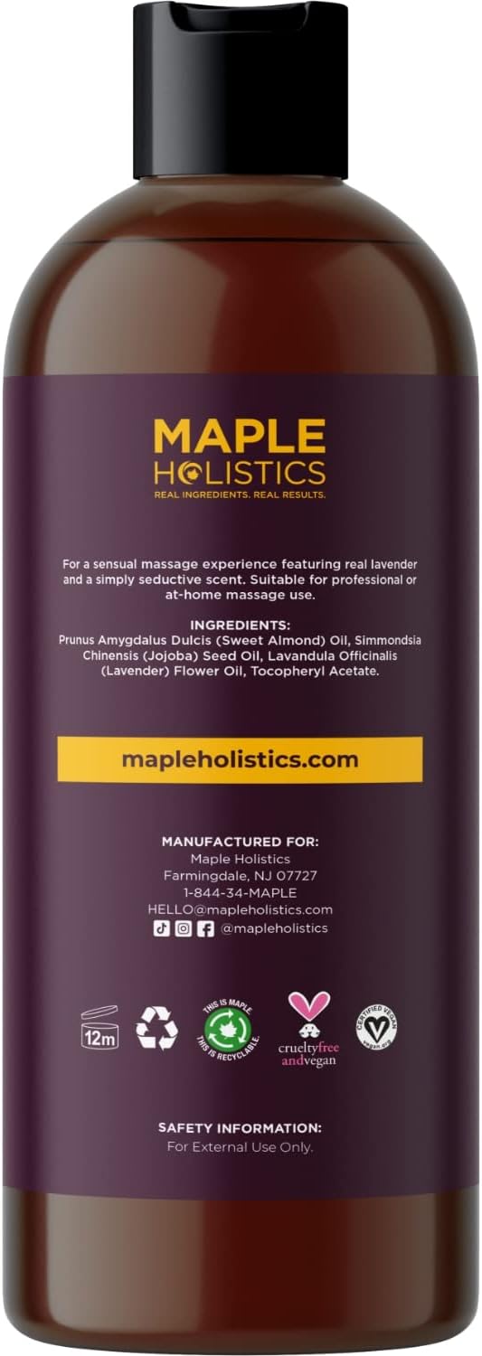 Aromatherapy Sensual Massage Oil for Couples - Relaxing Lavender Massaging Oil for Massage Therapy with Vitamin E Jojoba & Sweet Almond - Naturally Scented Vegan Non GMO & Gluten Free (16 Fl Oz)