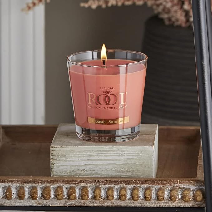 Root Candles Scented Candles Honeycomb Beeswax Blend Premium Handcrafted Candle, Small Veriglass, Coastal Sunrise