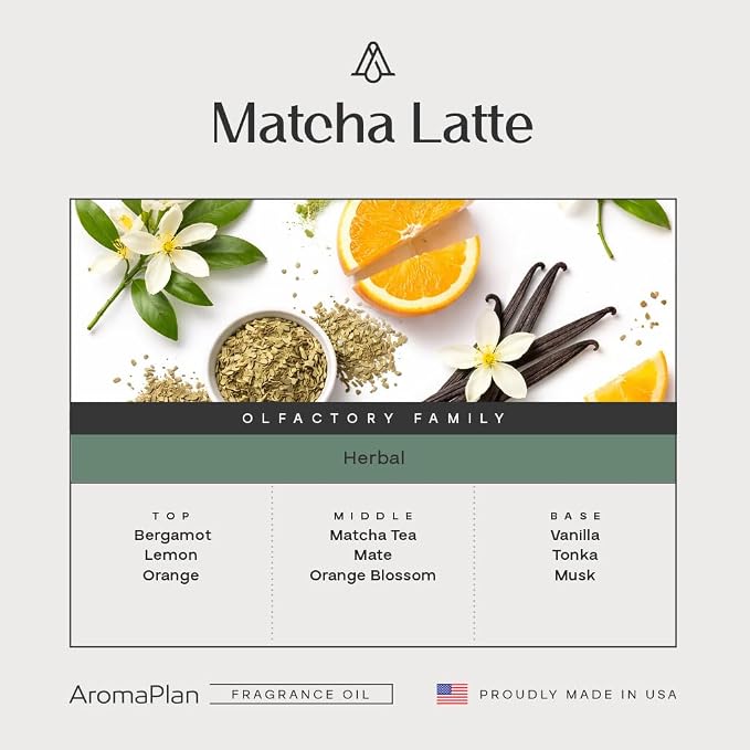 AromaPlan Hotel Scent Diffuser Oil Matcha Latte 5 Fl Oz (148ml) –Luxury Hotel & Home Fragrance Oil - Non Toxic - Made in USA - Bigger Bottle, Bolder Aroma & Longer Lasting