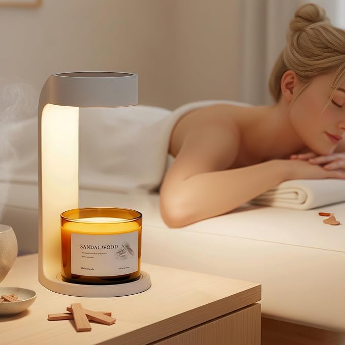 VOHO Sandalwood Wickless Candles for Candle Warmer Lamp, 9oz Soy Candle with Stirring Spoon & Lid, Sandalwood Candles for Men Gifts & Room Fragrance, Wickless Scented Candles for Candle Lamp Warmer