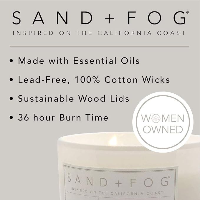 Sand + Fog Scented Candle - Chai – Additional Scents and Sizes – 100% Cotton Lead-Free Wick - Luxury Air Freshening Jar Candles - Perfect Home Decor – 12oz