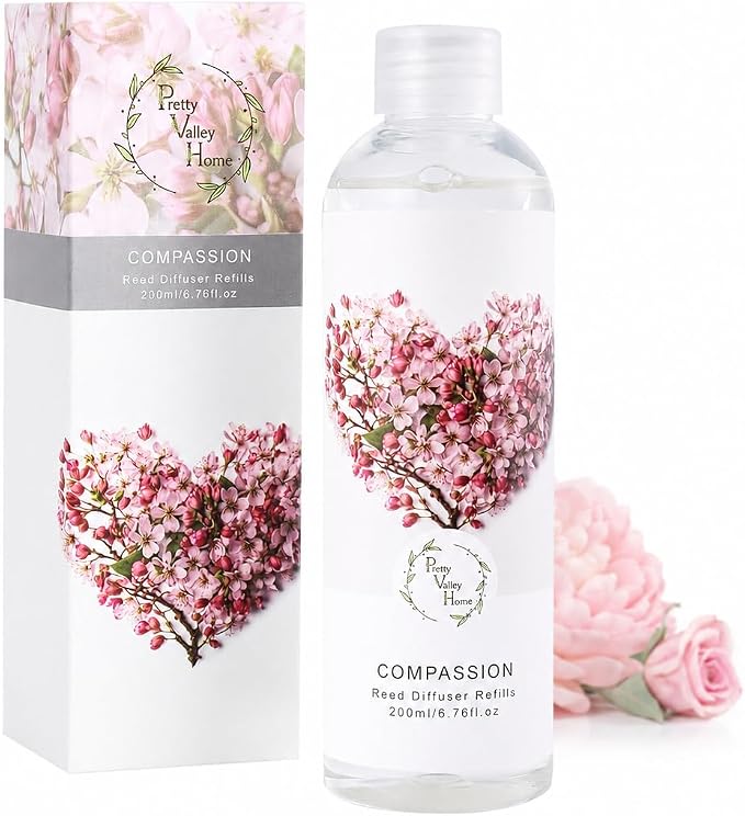 Reed Diffuser Refill, Peony & Rose Scented Oil 6.76 fl.oz / 200ml, Home Fragrance for Bedroom, Bathroom, Office Decor