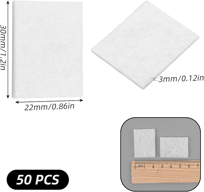 50 Pcs Air Filter Scent Pads, Microfibre Essential Oil Diffuser Refill Pads, 1.2x0.86x0.12in Unscented Aromatherapy Pad for Car Home Office Electronic Diffusers