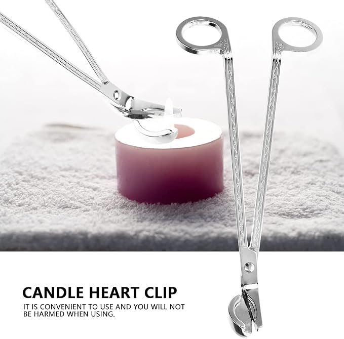 Changor Stainless Steel Candle Heart Clamp/Holder Wick Trimmer Scissors Tool for Home Use, Durable and RustResistant Candle Wick Scissors for Daily Life, 1 Piece, 6.9 * 2.3in, Black (Silver)
