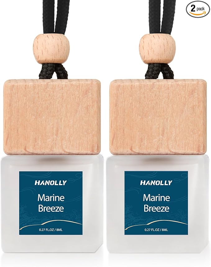 HANOLLY Car Air Freshener Hanging 2 Pack – Marine Breeze Car Freshener Diffuser, Fall Car Air Freshener for Women and Men, Lasting up to 45 Days. 0.27 FL OZ/8ML