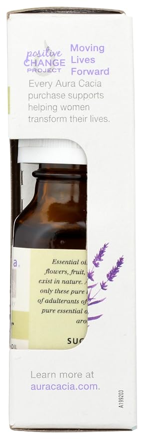Aura Cacia 100% Pure Lavender Essential Oil, 0.5 fl. oz, Calm Relaxing Aroma, Therapeutic Grade, Ethically Sourced Lavender