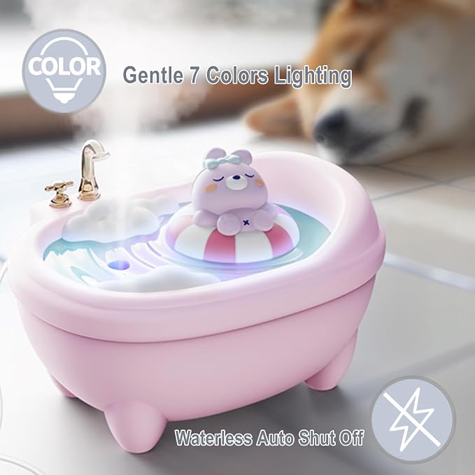 Small Mini Humidifier,Top Fill 340ml Portable Desktop Humidifier Diffuser with Cool Mist,20db Quiet,Easy Clean,7 LED Light, Auto Shut off,for Travel,Plants,Home,Office,Nursery, Women (Pink)