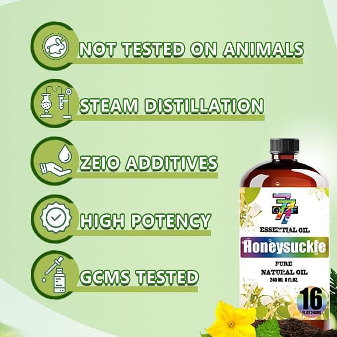 Honeysuckle Essential Oil, Honeysuckle Oils, for Diffuser, DIY Candles, Soap, Humidifier, Home, Yoga, Massage, Gift, Essential Oil, GV77ZF Honeysuckle Fragrance Oil - 16 fl oz (480 ml)