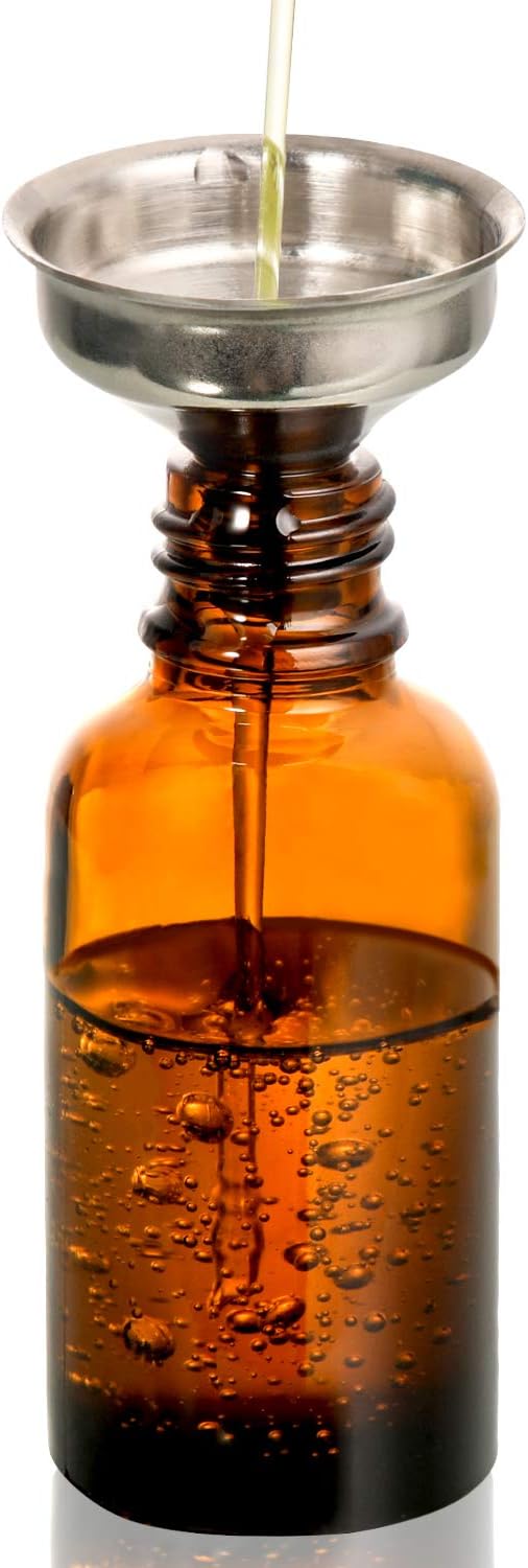 AOZITA 12 Pack, 2 oz Glass Dropper Bottle with 3 Stainless Steel Funnels & 1 Long Glass Dropper - 60ml Amber Tincture Bottles with Eye Droppers for Essential Oils, Liquids - Leakproof Travel Bottle
