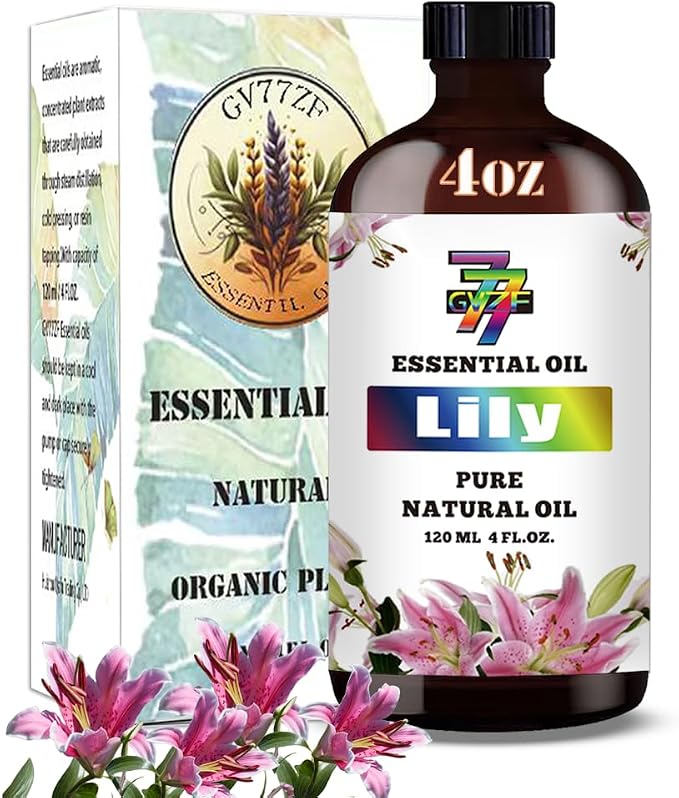 Lily Essential Oil – Calming Lily Oil for Diffuser, Yoga, Bedroom, Humidifier, DIY Candles, Soap, Gift – 4 fl oz (120 ml) – GV77ZF
