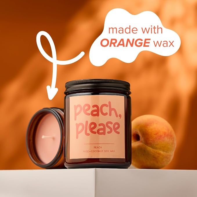 Simply Soson 9oz Peach Scented Candle, Fall Candles, Peach Scent, Aromatherapy Candles, Gifts for Women, Men, Families Friend, Colleague, Birthday, Holiday