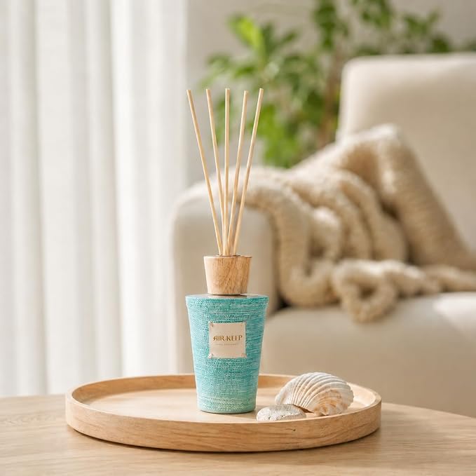 Airkeep Reed Diffuser Set, Ocean Breeze 5.1 fl oz (150 ml), Long Lasting Home Fragrance with Reed Diffuser Sticks, Decorative Room Diffuser for Bathroom, Bedroom, Living Room & Office