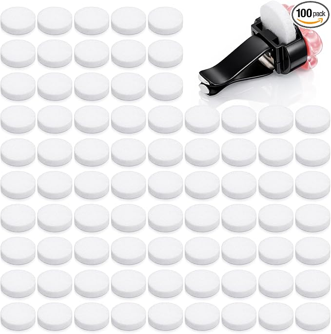 100 PCS Car Air Freshener Refill Felt Pads White Unscented Essential Oil Perfumes Refill Pads Car Air Fresheners Clip Cars Diffuser Airs Fresheners Replacement Pad for Custom Fragrance Cars Use(17 mm)