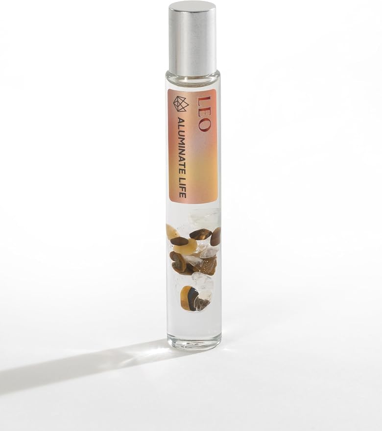 Leo Zodiac Crystal-Infused Essential Oil Rollerball, Aromatherapy Blend - Confidence & Vitality, Premium Astrology Sign Birthday Gift, Natural Therapeutic Roller, 10 mL