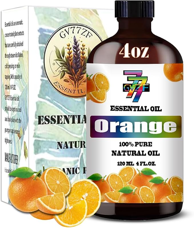Sweet Orange Essential Oil, Sweet Orange Oils, for Diffuser, Humidifier, DIY Candles, Soap, Home, Office, Yoga, Gift, Essential Oil, GV77ZF Sweet Orange Fragrance Oil - 4 fl oz (120 ml)