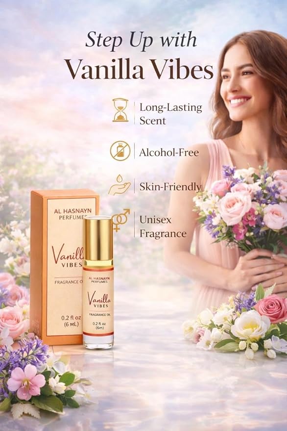 AL HASNAYN Vanilla vibes Fragrance Oil Roll-On Perfume 6ML 0.20 fl oz |Rollerball perfume |Alcohol free| Long Lasting | Gifts for men women|