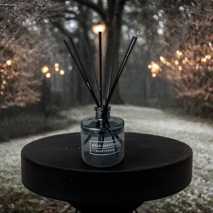 Bellevue Diffuser, 6 fl oz Glass Filled Diffuser, Highly Concentrated Fragrances with Essential Oils, Home Fragrance, Scent:Blue LINENS