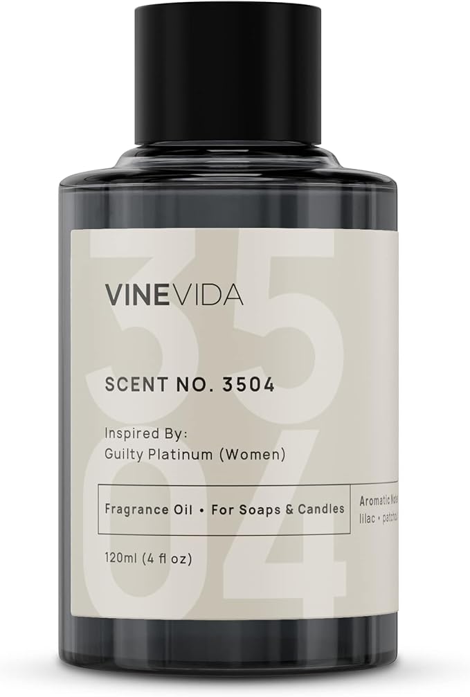 VINEVIDA Scent NO. 3504 Fragrance Oil - 120mL (4oz) - Inspired by: Guilty Platinum (Women) Fragrance Oil for Candle Making - Made in USA Candle Scents Scents for Soap Making